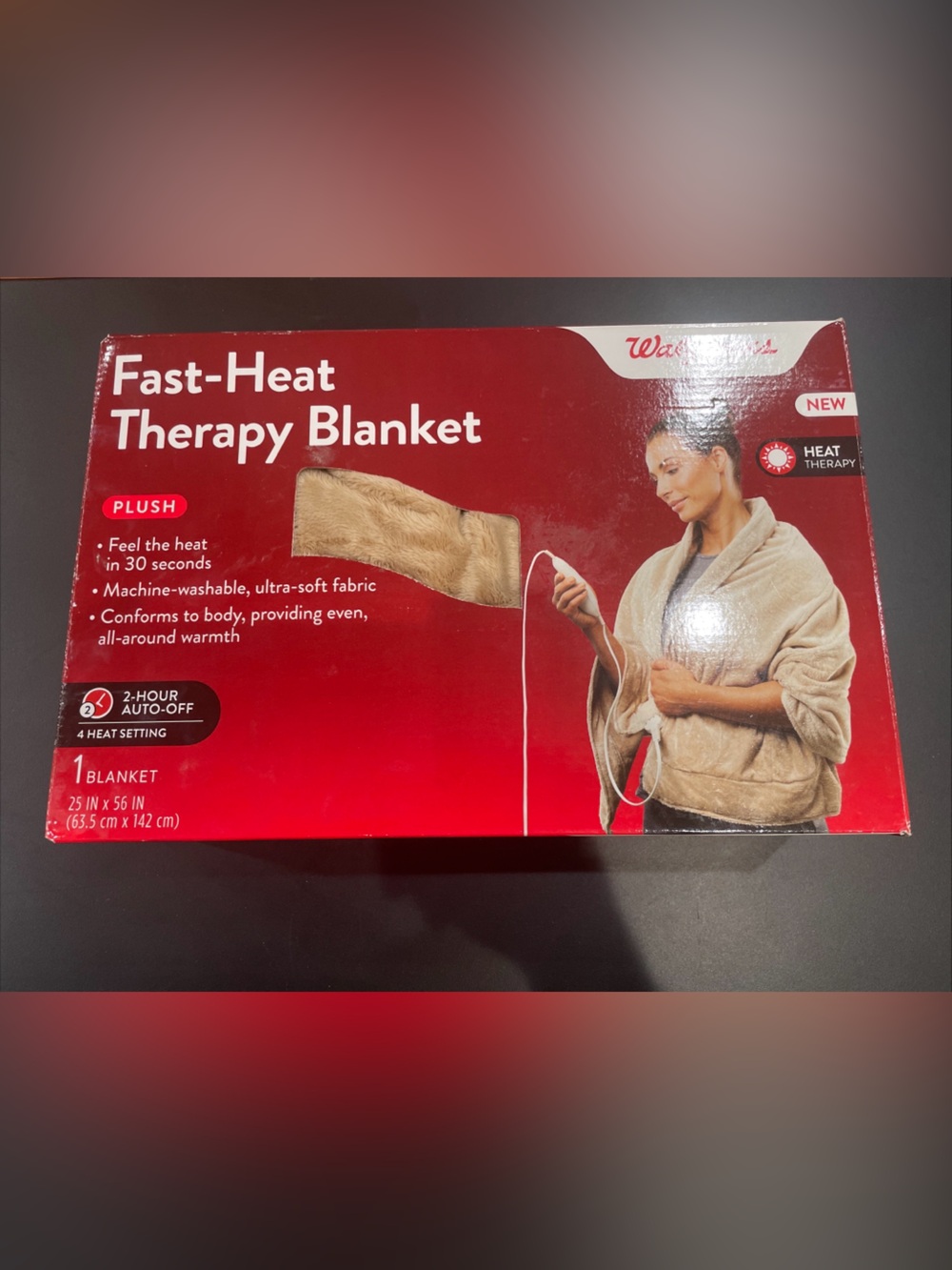 NEW Walgreens FAST Heating Therapy Blanket 4 Heat 25" x 56" Plush #W10714-1224-L